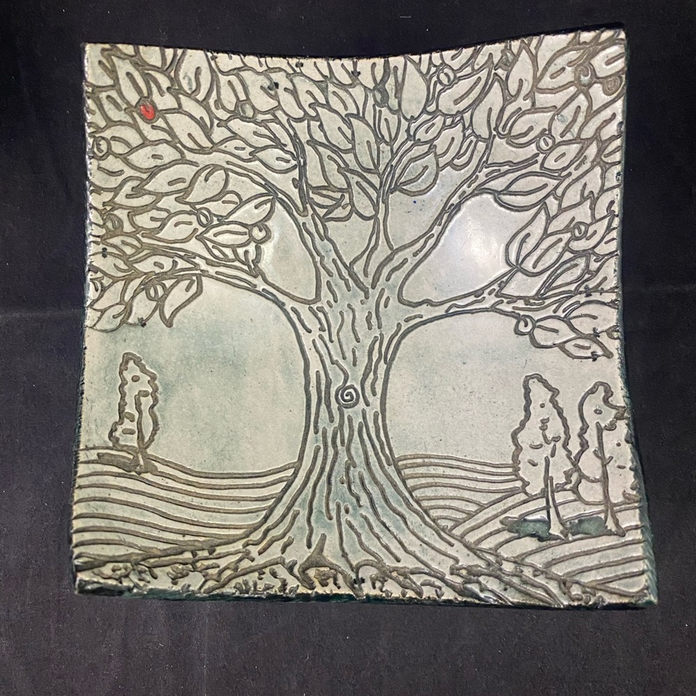 Ben Behunin Studio Pottery Tree Trinket Candy Square Bowl
